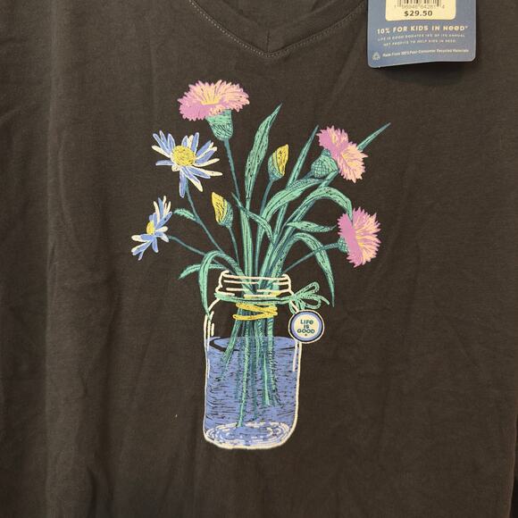 NWT Life Is Good Women’s Crusher Lite V-Neck Tee Wildflower Jar Size XXXL Black - Picture 8 of 9